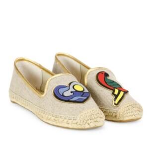 Tory Burch Parrot Canvas Flats Size 10